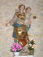 Jasseron, Eglise St-Jean Baptiste, Statue de la Vierge a l'enfant, doree et polychrome, bois, 18e